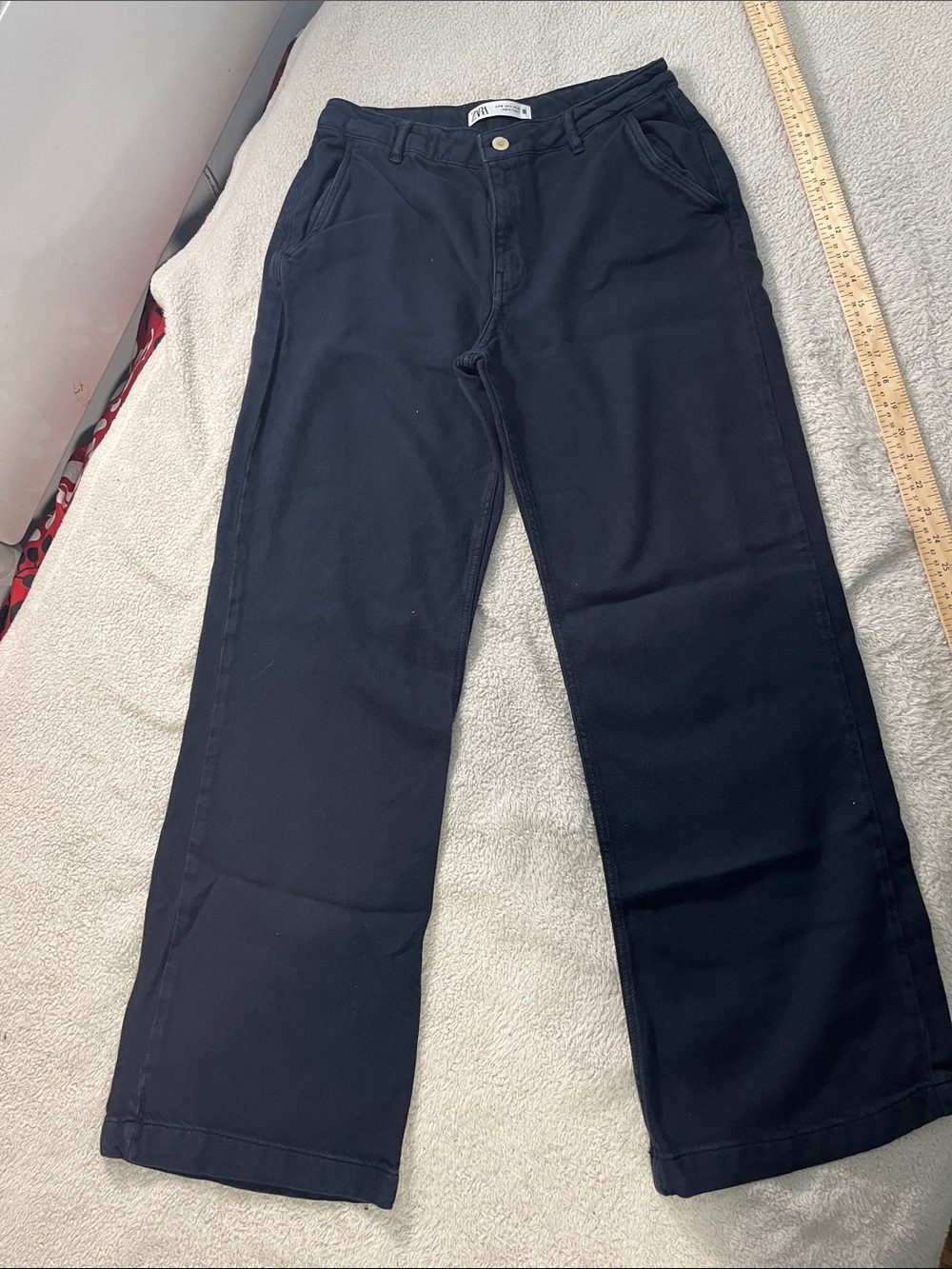 Zara Dark Navy Wide-Leg Jeans for Women B013